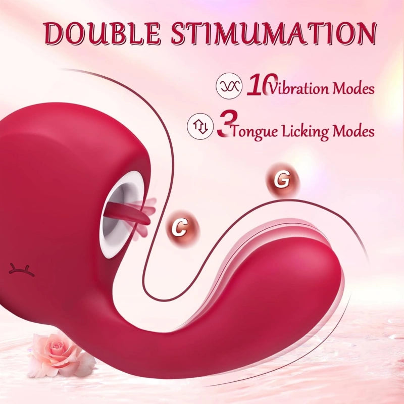 G-Spot Vibrator with 10 Vibration & 3 Licking Modes, Waterproof