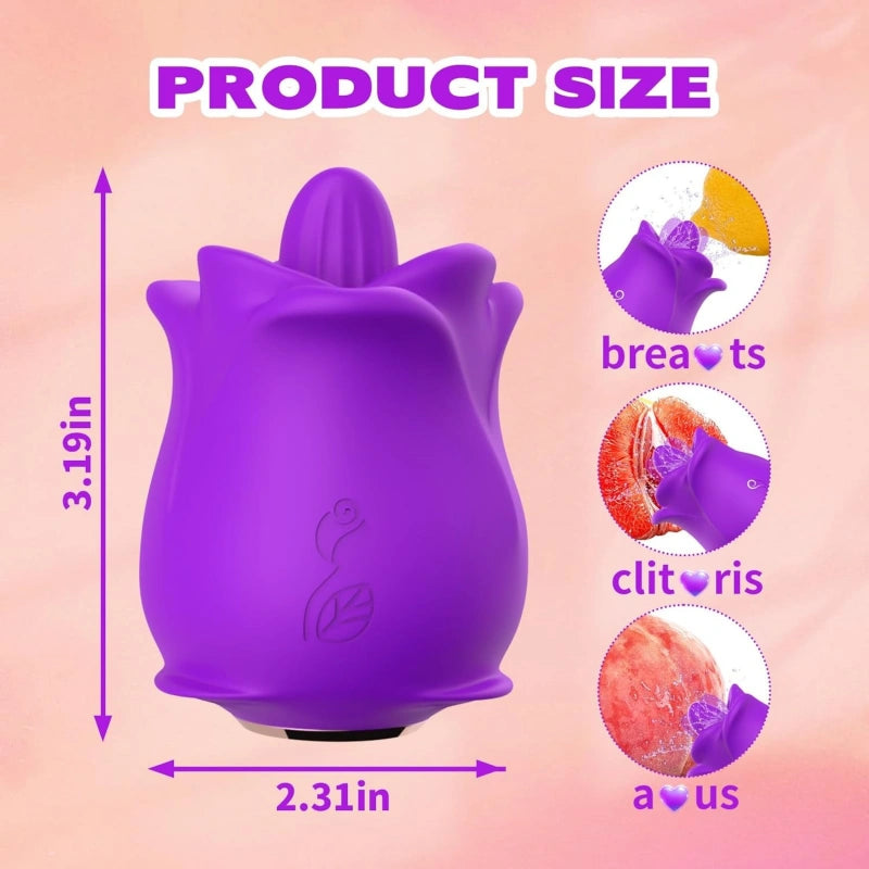 Rose Tongue Vibrator with 9 Licking Modes for G-Spot & Clit Play