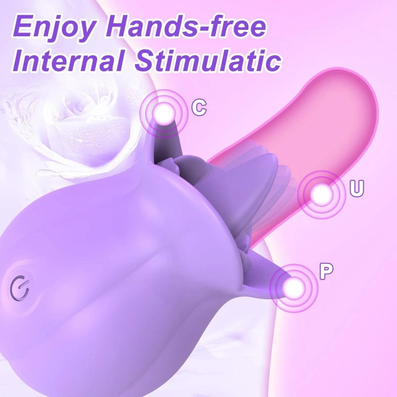 Rose Tongue Vibrator with 10 Modes, Travel-Size & Waterproof Design
