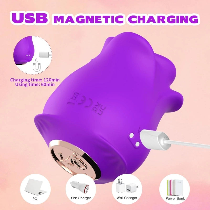 Rose Tongue Vibrator with 9 Licking Modes for G-Spot & Clit Play