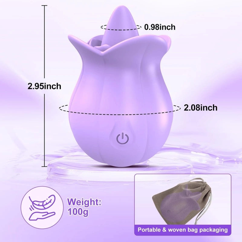 Rose Tongue Vibrator with 10 Modes, Travel-Size & Waterproof Design