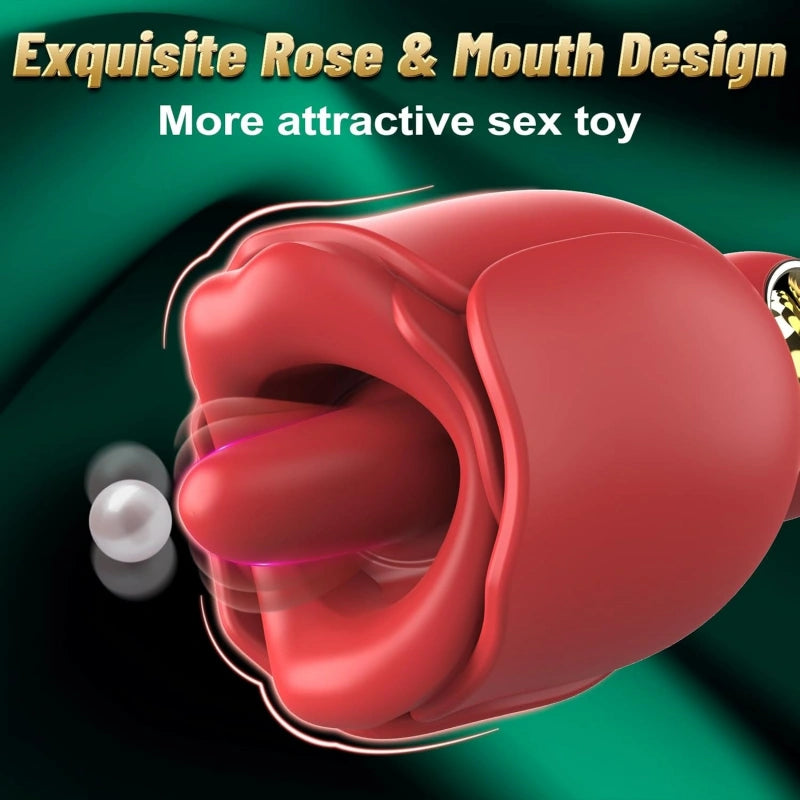 360° Licking Rose Vibrator with Realistic Tongue & 8 Modes
