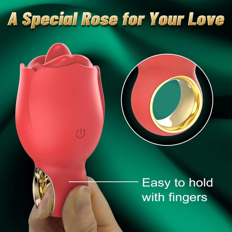 360° Licking Rose Vibrator with Realistic Tongue & 8 Modes