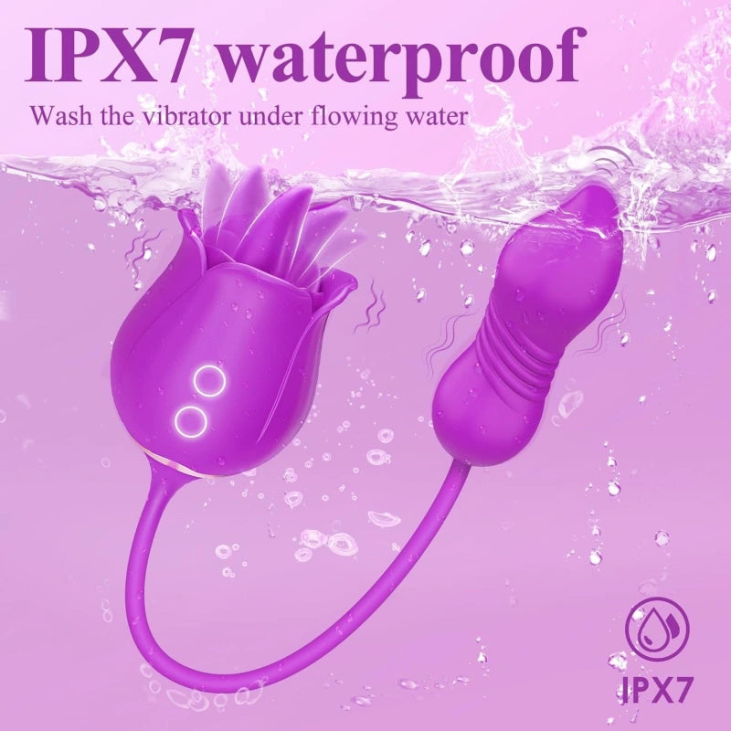 3-in-1 Licking Thrusting Vibrator with Dual Motors & 9×9 Modes